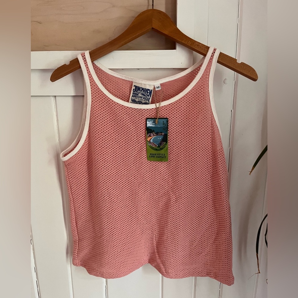 Jungmaven Calobo Pink Mesh Tank with White Trim